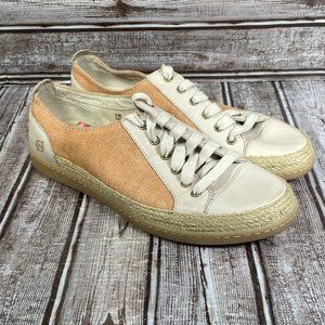 BORN Women's 8.5 M Corfield Natural Cream Canvas Leather Lace Up Sneakers Shoes